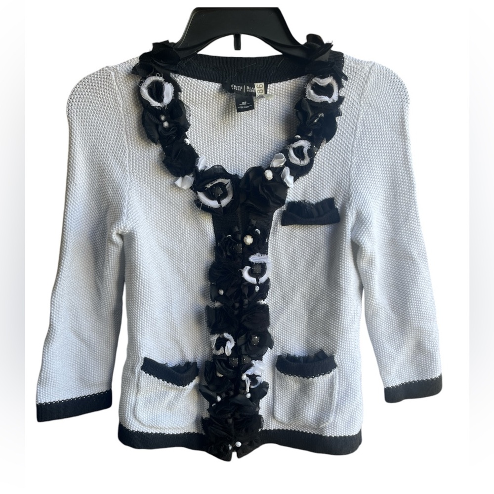 White House Black Market Black and White Cardigan
